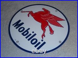 Vintage 12 41 Mobil Mobiloil Gasoline Motor Oil 9 Porcelain Metal Pegasus Sign