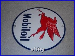 Vintage 12 41 Mobil Mobiloil Gasoline Motor Oil 9 Porcelain Metal Pegasus Sign