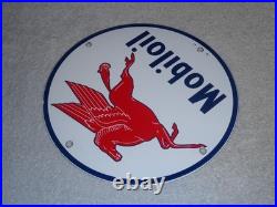 Vintage 12 41 Mobil Mobiloil Gasoline Motor Oil 9 Porcelain Metal Pegasus Sign