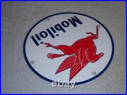 Vintage 12 41 Mobil Mobiloil Gasoline Motor Oil 9 Porcelain Metal Pegasus Sign