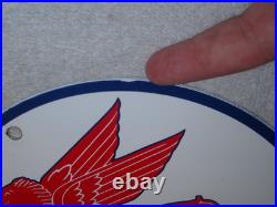 Vintage 12 41 Mobil Mobiloil Gasoline Motor Oil 9 Porcelain Metal Pegasus Sign