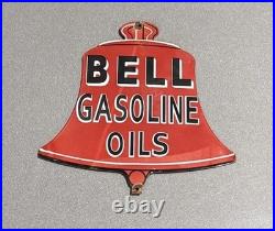 Vintage 12 Bell Gasoline Oils Porcelain Sign Car Gas Oil Motorcycle