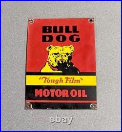 Vintage 12 Bull Dog Motor Oil Porcelain Sign Car Gas Oil Truck Motorcycle