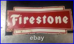 Vintage 13 In X 5½ In Firestone Metal Sign