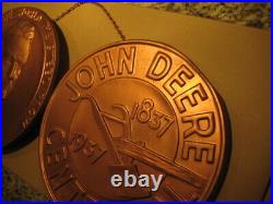 Vintage 1837 1937 John Deere Plow Centennial Copper colored metal Coin Sign Rare