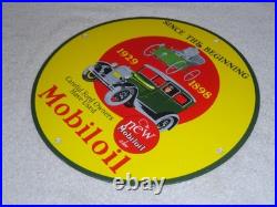 Vintage 1898 Ford Vehicle & 1929 Model T Use Mobil Mobiloil Porcelain Metal Sign
