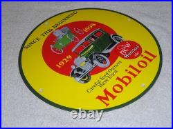 Vintage 1898 Ford Vehicle & 1929 Model T Use Mobil Mobiloil Porcelain Metal Sign