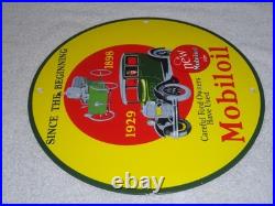 Vintage 1898 Ford Vehicle & 1929 Model T Use Mobil Mobiloil Porcelain Metal Sign