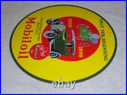 Vintage 1898 Ford Vehicle & 1929 Model T Use Mobil Mobiloil Porcelain Metal Sign