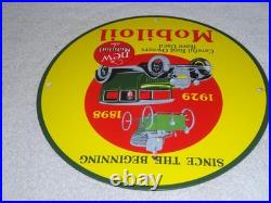 Vintage 1898 Ford Vehicle & 1929 Model T Use Mobil Mobiloil Porcelain Metal Sign