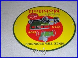 Vintage 1898 Ford Vehicle & 1929 Model T Use Mobil Mobiloil Porcelain Metal Sign