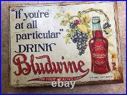 Vintage 1910s Metal Bludwine Sign Starting at $250 Prohibition Era Soft Drink