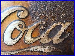 Vintage 1920'S EMBOSSED Coca Cola COKE Gas Metal Advertising Sign OIL