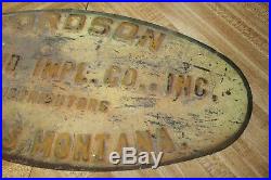 Vintage 1920's Fordson IMP 18 Embossed Metal Farm Sign Midland Billings Montana