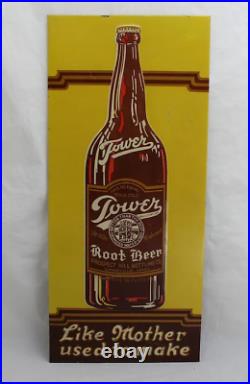 Vintage 1920's Tower Root Beer Soda Pop Gas Station 19 Embossed Metal Sign