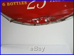 Vintage 1930's/1940's Coca Cola 25c Take Home A Carton 2 Sided 13 Metal Sign