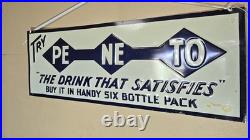 Vintage 1930's 1940's PE-NE-TO SODA POP Metal Sign Very Rare