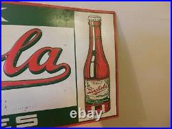 Vintage 1930's Birchola embossed metal sign 2 bottle design. Very good condition