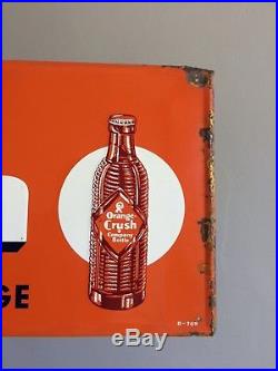 Vintage 1930's CRUSH ORANGE SODA Embossed Metal Sign B-769 Rare NICE