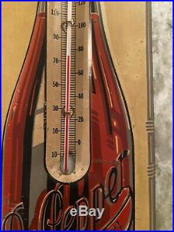 Vintage 1930's DR PEPPER Soda Pop, 10 2 4, 17 Metal Thermometer Sign Embossed