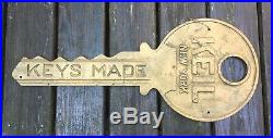 Vintage 1930's Keil Keys New York 2 Sided 27 1/4 Hanging Cast Metal Trade Sign
