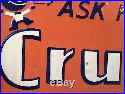 Vintage 1930's Orange Crush Metal Sign CRUSHY Embossed SODA COLA
