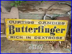 Vintage 1930s or 40s Curtiss Candies Butterfinger Candy Bar Soda Metal Sign