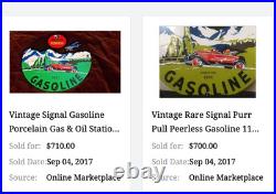 Vintage 1931 Signal Peerless Gasoline Airplane +car 11 3/4 Porcelain Metal Sign