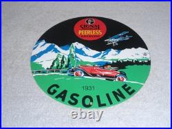 Vintage 1931 Signal Peerless Gasoline Airplane +car 11 3/4 Porcelain Metal Sign