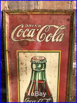 Vintage 1932 Coca Cola Christmas Bottle Metal Advertising Sign