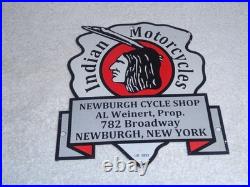 Vintage 1933 Indian Motorcycles Arrowhead 9 Porcelain Metal Gasoline & Oil Sign