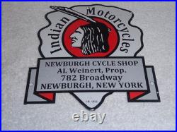 Vintage 1933 Indian Motorcycles Arrowhead 9 Porcelain Metal Gasoline & Oil Sign