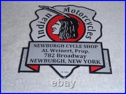 Vintage 1933 Indian Motorcycles Arrowhead 9 Porcelain Metal Gasoline & Oil Sign