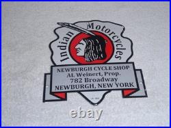 Vintage 1933 Indian Motorcycles Arrowhead 9 Porcelain Metal Gasoline & Oil Sign
