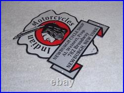 Vintage 1933 Indian Motorcycles Arrowhead 9 Porcelain Metal Gasoline & Oil Sign