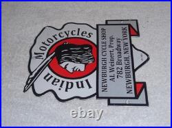Vintage 1933 Indian Motorcycles Arrowhead 9 Porcelain Metal Gasoline & Oil Sign