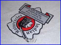 Vintage 1933 Indian Motorcycles Arrowhead 9 Porcelain Metal Gasoline & Oil Sign