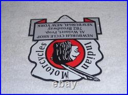 Vintage 1933 Indian Motorcycles Arrowhead 9 Porcelain Metal Gasoline & Oil Sign