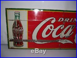 Vintage 1935 Drink Coca Cola Soda Pop Embossed Metal Advertising Sign