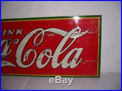 Vintage 1935 Drink Coca Cola Soda Pop Embossed Metal Advertising Sign