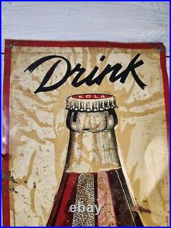 Vintage 1936 Drink Nichol Kola Cola Bottle Embossed Metal Sign 24x8 inches