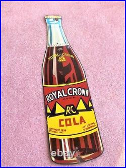 Vintage 1936 RC Royal Crown Cola Nehi Bottle Sign Metal Advertising Gas Oil Soda