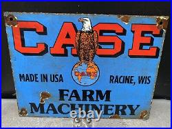 Vintage 1937 Case Tractor Porcelain Metal Farm Machinery Eagle Barn Gas Oil Sign