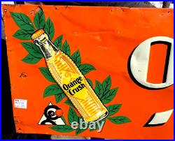 Vintage 1938 Orange Crush Soda Pop Metal Sign Crushy graphic 13 by 38