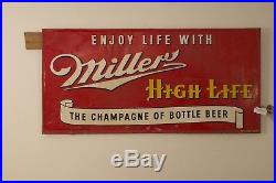 Vintage 1940 Miller High Life Metal Sign 93x45 very large in great condition