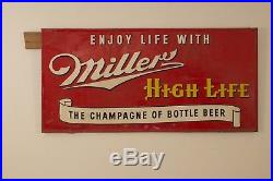 Vintage 1940 Miller High Life Metal Sign 93x45 very large in great condition
