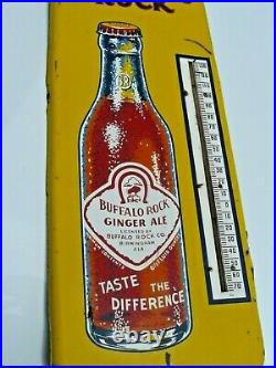 Vintage 1940's Buffalo Rock Ginger Ale Soda Pop 26 Metal Thermometer Sign
