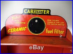 Vintage 1940's Carter Carburetor Mopar Gas Oil 23 Metal Sign Display Cabinet