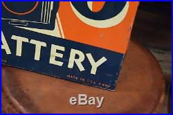 Vintage 1940's DELCO Batteries Gas Service Station Dealer Metal Sign RARE size