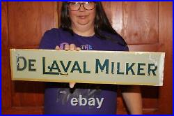 Vintage 1940's De Laval Milker Milk Dairy Cow Farm 2 Sided 20 Metal Sign